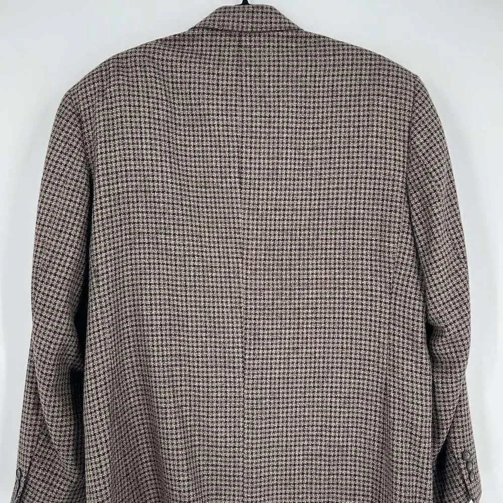 Vintage Vito Rufolo Silk Wool Sport Coat Blazer size 43E brown herringbone plaid